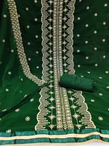 MANVAA Embroidered Silk Georgette Unstitched Dress Material