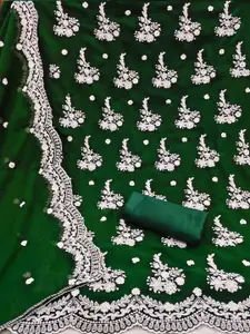 MANVAA Ethnic Motifs Embroidered Georgette Unstitched Dress Material