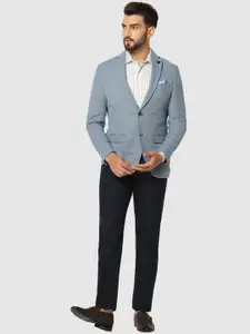 Blackberrys Men Self Design Single-Breasted Pure Cotton Slim Fit Blazer