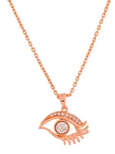 Silvermerc Designs Rose Gold-Plated CZ-Studded Pendant With Chain