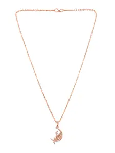 Silvermerc Designs Rose Gold-Plated CZ-Studded Pendant With Chain