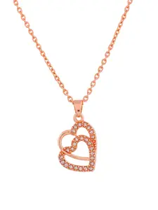 Silvermerc Designs Rose Gold-Plated CZ-Studded Pendant With Chain