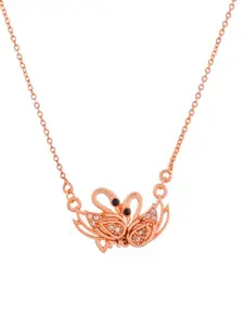 Silvermerc Designs Rose Gold-Plated CZ-Studded Pendant With Chain