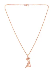 Silvermerc Designs Rose Gold-Plated CZ-Studded Pendant With Chain