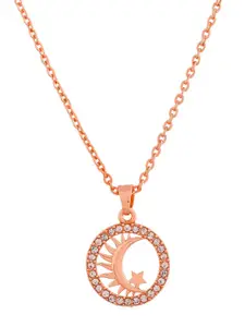 Silvermerc Designs Rose Gold-Plated CZ-Studded Pendant With Chain