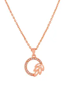 Silvermerc Designs Rose Gold-Plated CZ-Studded Pendant With Chain