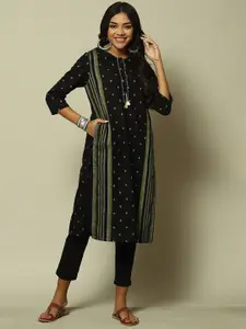 Rangriti Checked Thread Work Straight Kurta