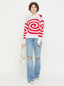 KASMA Abstract Printed Woollen Pullover Sweater