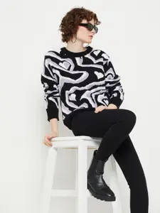 KASMA Abstract Printed Woollen Pullover