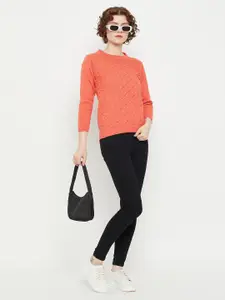 KASMA Ethnic Self Design Wool Pullover Sweater