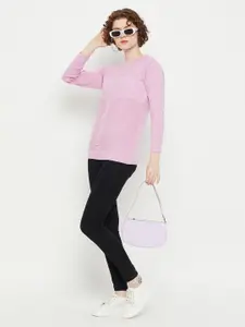 KASMA Self Design Geometric Woollen Pullover