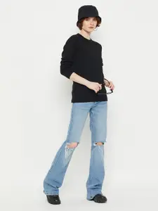 KASMA Self Design Round Neck Woollen Pullover