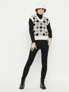 KASMA Argyle Printed Wool Sweater Vest