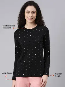 Enamor Polka Dot Printed Cotton Lounge T-shirt