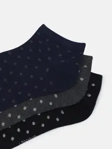 CRUSSET Men Pack Of 3 Patterned Assorted Ankle Length Socks