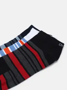 CRUSSET Men Pack Of 3 Striped Assorted Ankle-Length Socks