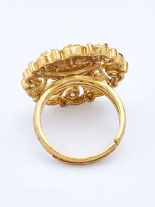 Kushal's Fashion Jewellery Gold-Plated Stone-studded Ethnic Antique Finger Ring