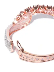 Anouk Rose Gold-Plated American Diamond Studded Bangle-Style Bracelet