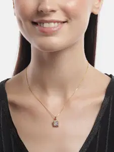 Zavya 925 Pure Sterling Silver Gold-Plated CZ-studded Pendant with Chain