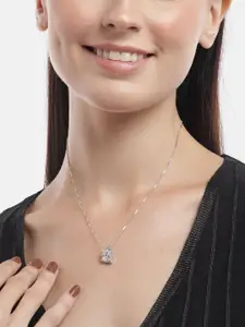 Zavya 925 Pure Sterling Silver Rhodium-Plated CZ-studded Pendant with Chain