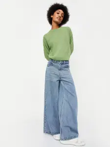 max Cable Knit Self Design Acrylic Pullover Sweaters