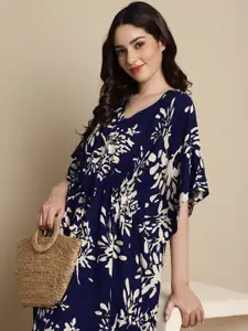 Claura Printed V-Neck Kaftan Maxi Nightdress