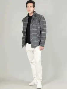 Dlanxa Stand Collar Checked Tweed Overcoat