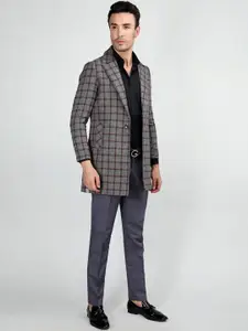 Dlanxa Checked Single Breasted Tweed Overcoat