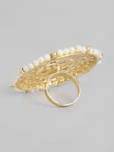 Peora Women Gold-Plated Kundan Finger Ring