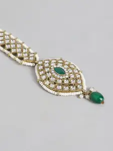 Peora Women Gold-Plated Kundan Studded Earring with Maang Tikka