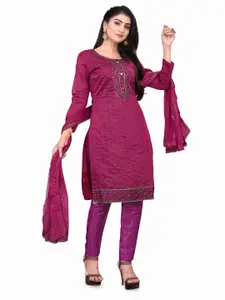 MANVAA Embroidered Chanderi Cotton Unstitched Dress Material