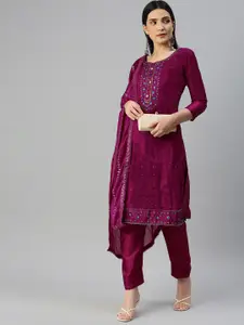 MANVAA Ethnic Motifs Embroidered Sequinned Unstitched Dress Material