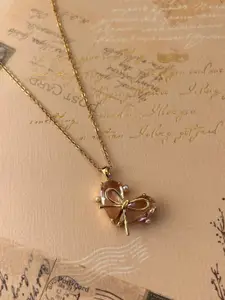 Crunchy Fashion Gold Plated Crystal-Studded Pendant With Chain