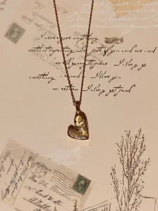 Crunchy Fashion Gold Plated Gemstones & Crystals Studded Heart Pendant Chain