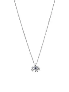 Crunchy Fashion Rhodium-Plated Evil Eye Pendant With Chain