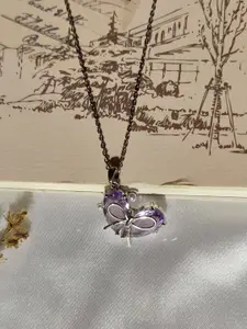 Crunchy Fashion Rhodium-Plated Crystal Pendant With Chain