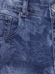 Gini and Jony Girls Floral Printed Heavy Fade Cotton Jeans