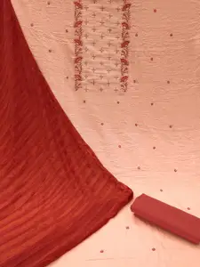 MANVAA Ethnic Motifs Embroidered Pure Silk Unstitched Dress Material