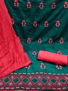 MANVAA Floral Embroidered Pure Silk Unstitched Dress Material