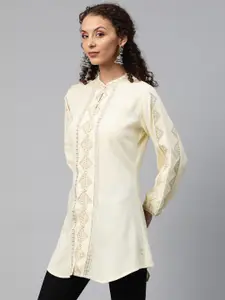 Readiprint Geometric Embroidered Thread Work Kurti