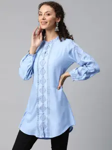 Readiprint Geometric Embroidered Shirt Style Kurti