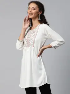Readiprint Floral Embroidered Pleated Kurti