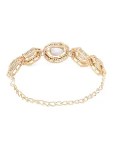 Zaveri Pearls Gold Plated Austrian Diamonds Stone Studded Link Bracelet