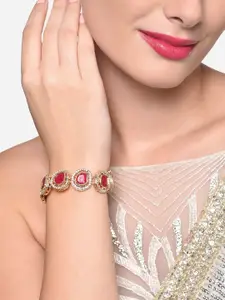 Zaveri Pearls Gold Plated Stone Studded Link Bracelet