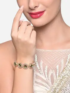 Zaveri Pearls Gold Plated Austrian Diamonds Stone Studded Link Bracelet