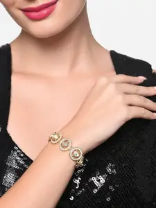 Zaveri Pearls Gold Plated Stone Studded & Beaded Link Bracelet