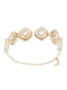 Zaveri Pearls Gold Plated Austrian Diamonds Stone And Kundan Studded Link Bracelet
