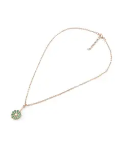 Zaveri Pearls Gold-Plated Enamel Flower Pendant & Chain