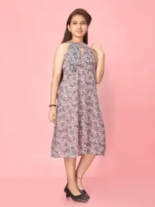 BAESD Ethnic Motifs Printed Georgette A Line Dress