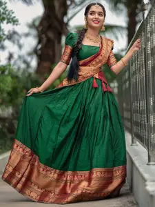 LOOKNBOOK ART Semi-Stitched Cotton Lehenga & Unstitched Blouse With Dupatta